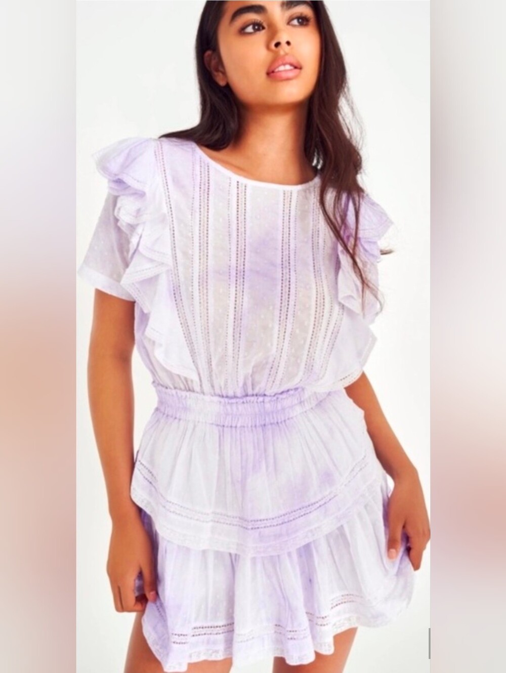 *EUC* LoveShackFancy "NATASHA" Wisteria Ruffle-Tier Mini Dress